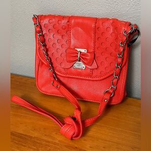 Lulu Guinness Orange Polka Dot Chain Crossbody Shoulder Bag Purse Bow